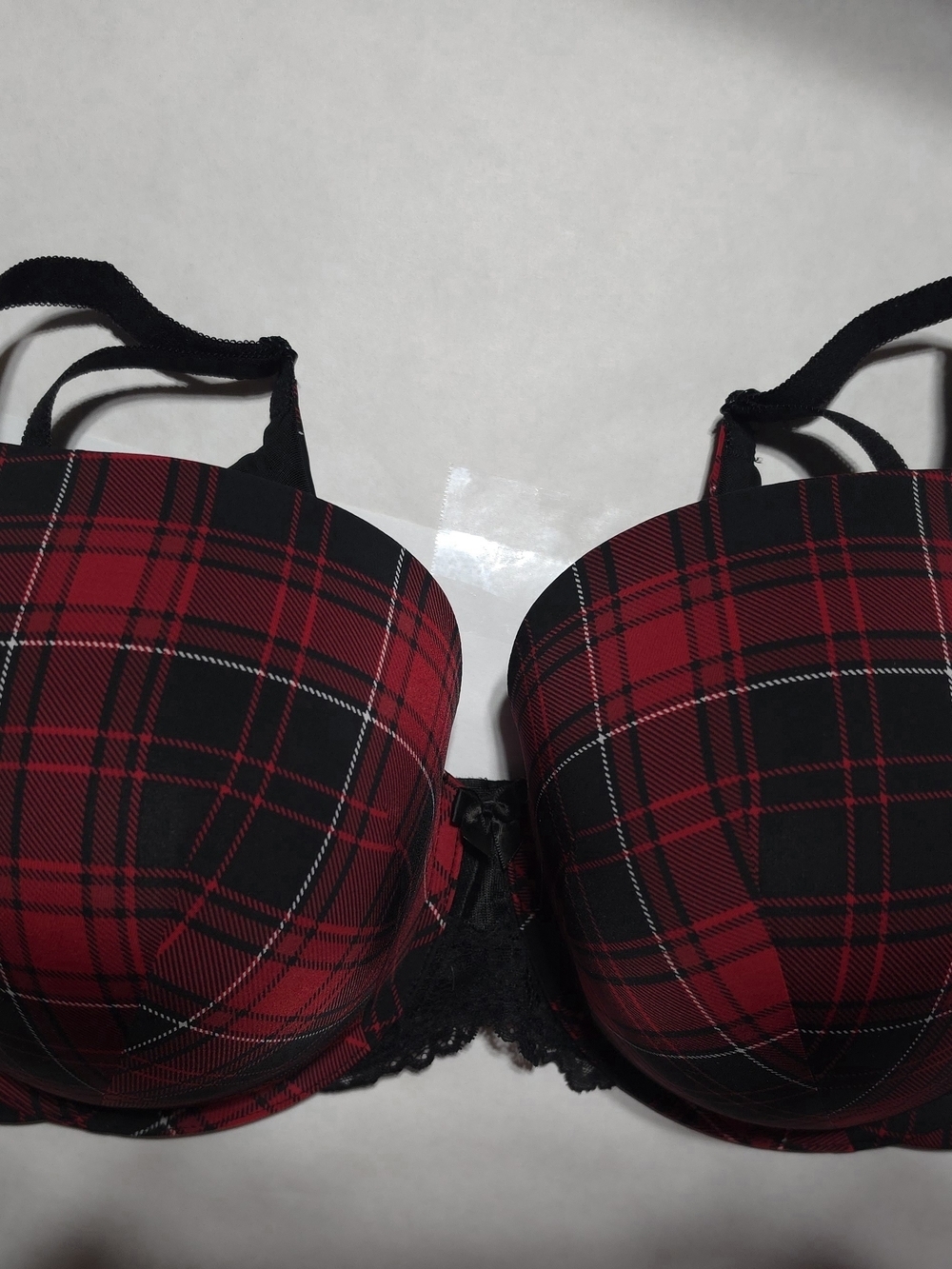 Torrid 46D Red Plaid Bra Lightly Padded 360 Smoothing NWOT image 8